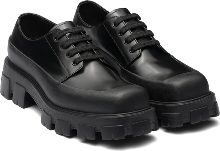 Prada brushed leather Derby shoes - ShopStyle