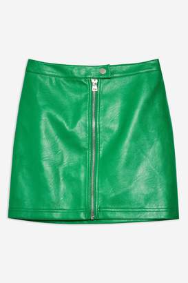 Topshop Womens Pu Mini Skirt - Green