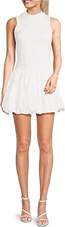 Tcec Sleeveless Knit-To-Woven Bubble Hem Fit-And-Flare Dress