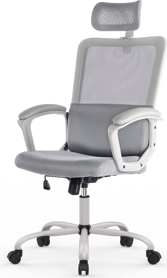SMUG Ergonomic Home Computer Lumbar Support Mesh Adjustable Headrest