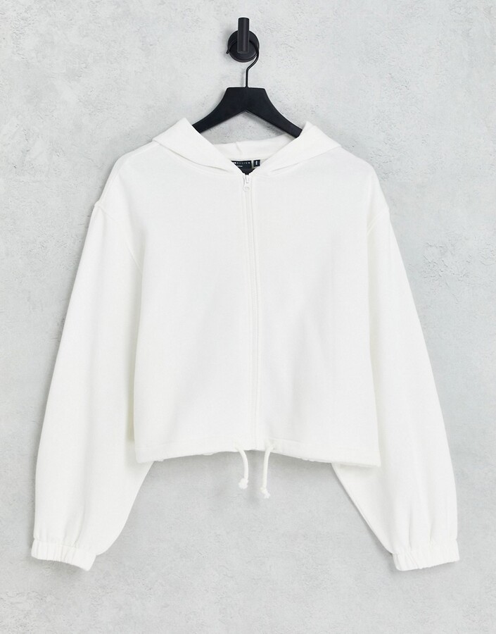 white zip up cropped