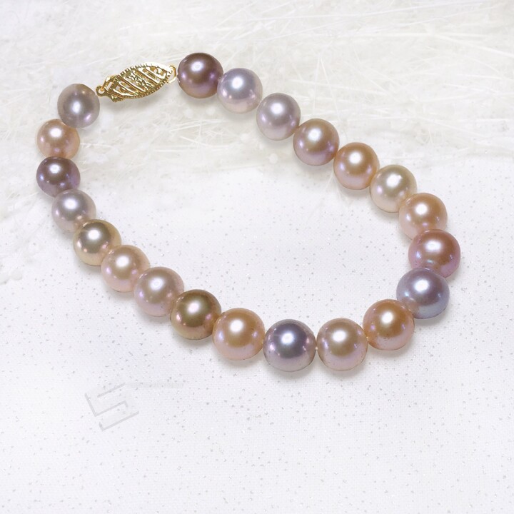 Etsy Freshwater Cultured Pearl Bracelet Aaa Grade Multicolored & Sterling Silver Toggle Or 14K Solid Gold Clasp Hand Knotted