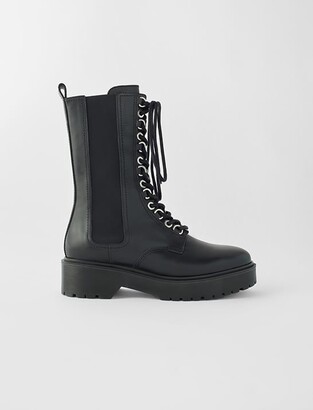 Maje Black leather high-heeled boots