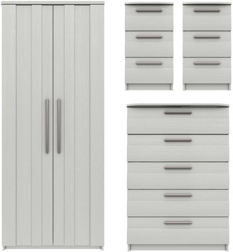 Very Taylor Ready Assembled 4 Piece Package 2 Door Wardrobe, 5 Drawer Chest And 2 Bedside Chests