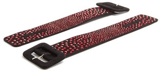 ATTICO Crystal-embellished Suede Ankle Straps - Black Red