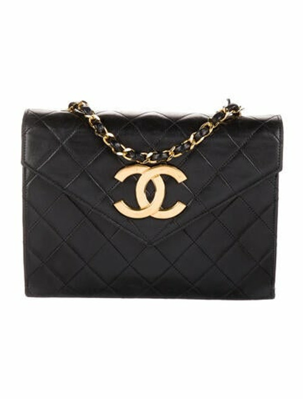 Chanel Vintage Quilted CC Flap Bag Black ShopStyle