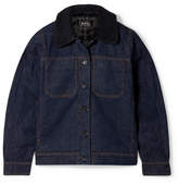 Thumbnail for your product : A.P.C. Faux Shearling-trimmed Denim Jacket - Dark denim