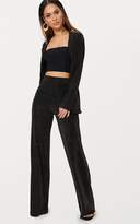Thumbnail for your product : PrettyLittleThing Black Glitter Tie Blazer