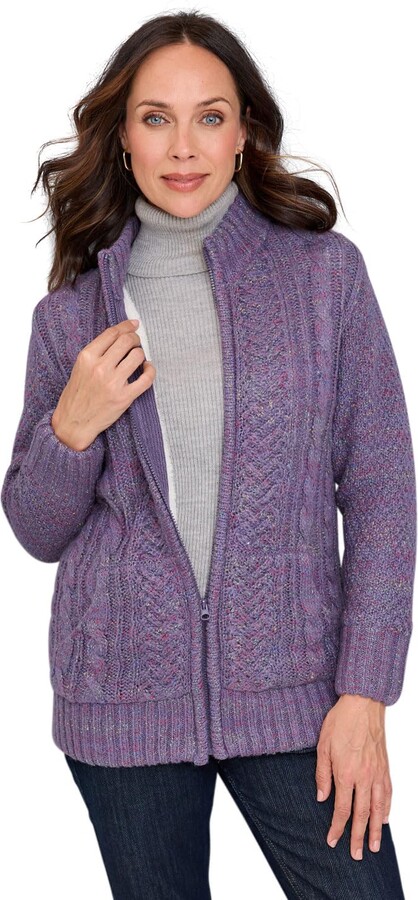 Amber Ladies Borg Fleece Lined Zip Cardigan Lavender ShopStyle