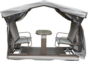 Hokku Designs 4 Patio Glider With Easy Maintenance Canopy - Aluminum Frame Weather