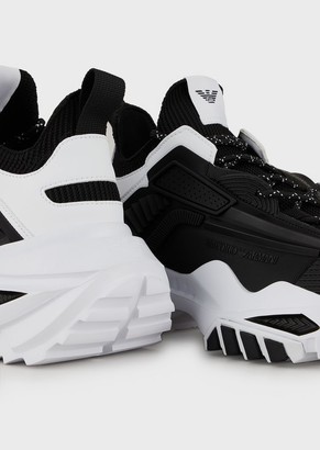 Emporio armani chunky sneakers with knit inserts clearance