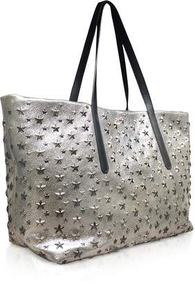 Jimmy Choo Champagne and Silver Glitter Leather Large Pimlico Tote