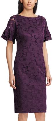 Chaps Women's Lace Ruffle-Sleeve Sheath Dress