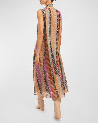 Equipment Lev Sleeveless Floral-Print Tie-Neck Midi Dress