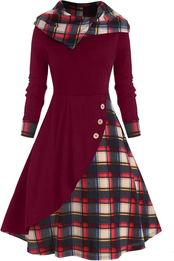 Allegra K Women's Vintage Gingham Dress - Sky Blue Spaghetti Strap Swing Dress