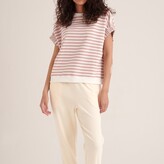Thumbnail for your product : Paisie Striped Short Sleeve Sweatshirt In Light Pink & White