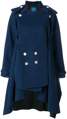 Undercover ruffled asymmetric double-breasted coat