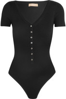 Thumbnail for your product : Michael Kors Collection - Ribbed Stretch Merino Wool-blend Bodysuit - Black