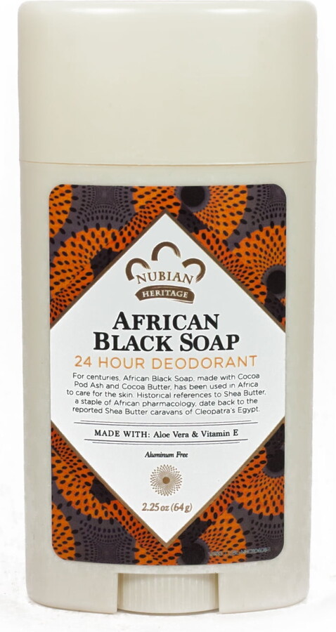 Nubian Heritage African Black Soap with Aloe & Vitamin E 24 hour all-natural deodorant, 2.25 oz