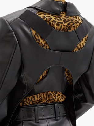 Junya Watanabe Harness-back Single-breasted Faux-leather Jacket - Black