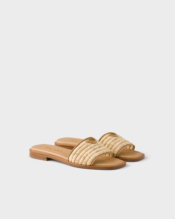 Prada Leather slides with crochet details