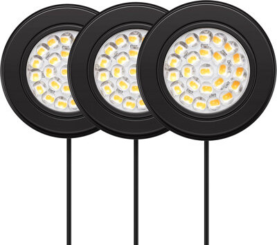 Inlight 2.6" Wide 3000K Dimmable LED Puck Lights Kit, Plug-in Installation with Recessed or Surface Mounted, 3 Packs
