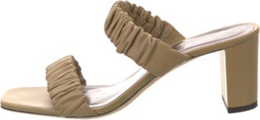 STAUD Leather Slides Gold Unfortunately due to restrictions this item may not be eligible for shipping in all areas.