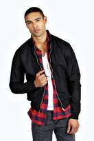 Thumbnail for your product : boohoo Wax Coated Premium Bomber Jacket with Tartan Lining