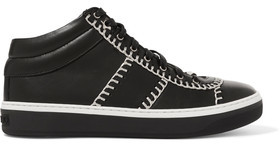 Jimmy Choo Bells Chain-Trimmed Leather Sneakers