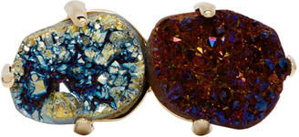 Christopher Kane Gold and Multicolor Double Stone Ring