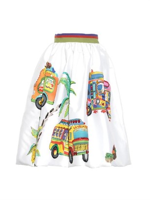 Stella Jean Cadellino bus and palm-tree print skirt