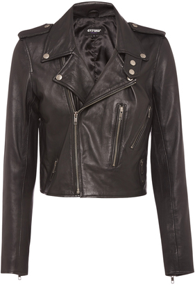 Oxford Lizzy Crop Leather Jacket Burg X