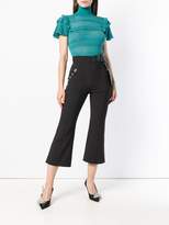 Thumbnail for your product : Elisabetta Franchi frilled cropped knitted top