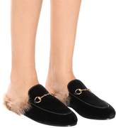 Thumbnail for your product : Gucci Princetown fur-lined velvet slippers