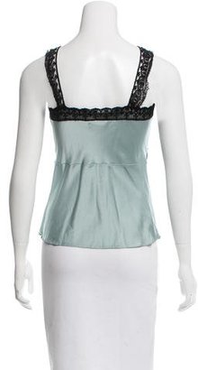Miguelina Silk Lace-Trimmed Top