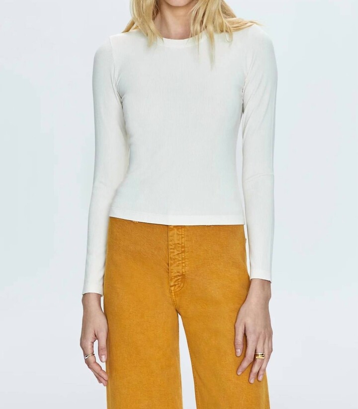 Pistola Denim Bailey Long Sleeve Crewneck Tee In Ivory