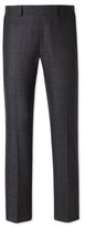 Thumbnail for your product : Charles Tyrwhitt Charcoal lilac windowpane Saxony slim fit suit pants