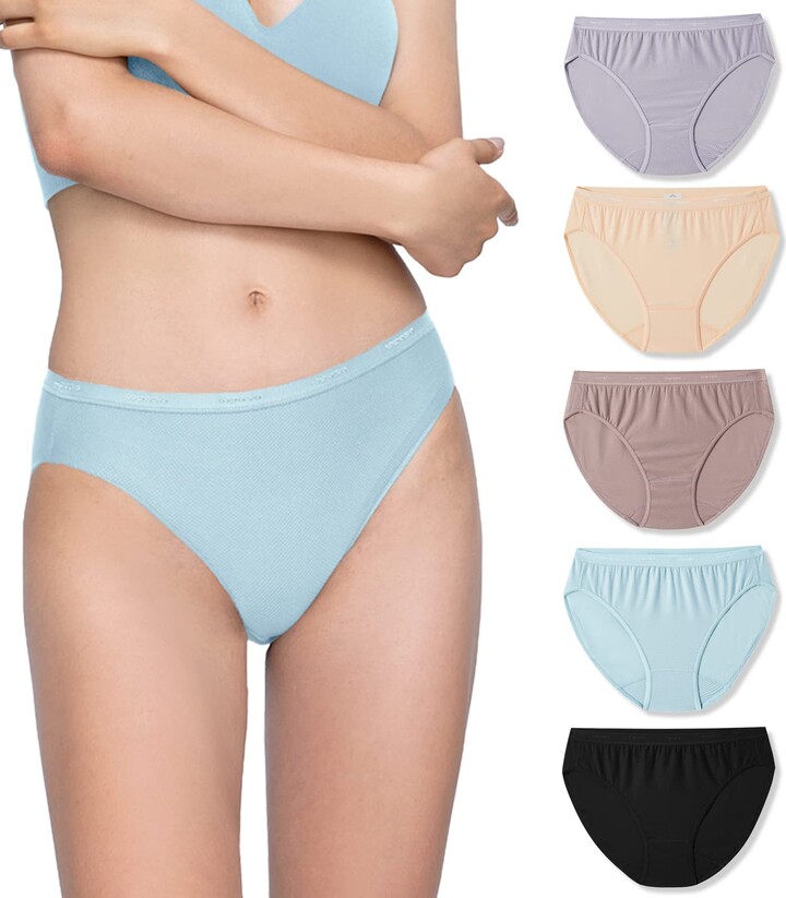 LAPASA Women's Knickers Low Waist Hipster Panties Quick Dry Mesh Sports  Underwear for Ladies Pack of 5 L84 - ShopStyle