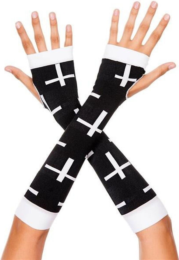 Music Legs Cross design arm warmers 492-BLACK-WHITE