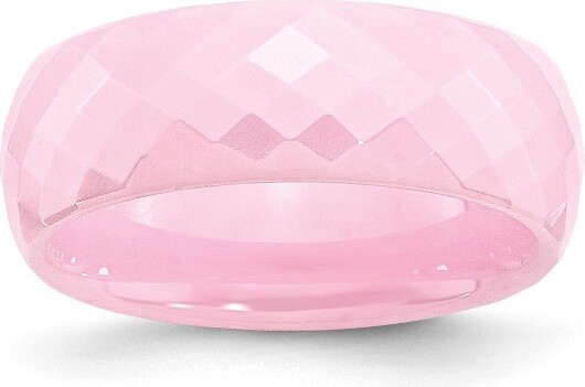 Black Bow Jewelry Co. BlackBowJewelryPinkCeramic,7.5mmPolishedFacetedComfortFitBandSize9