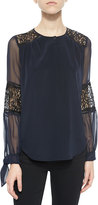 Thumbnail for your product : Rebecca Taylor Silk Lace-Inset Blouse