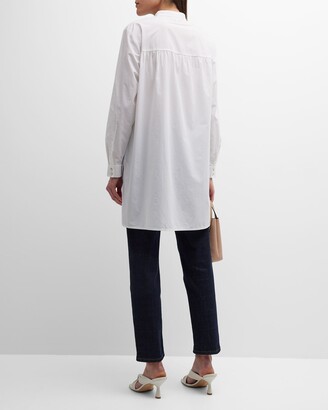 Eileen Fisher Long Garment-Washed Organic Cotton Poplin Shirt