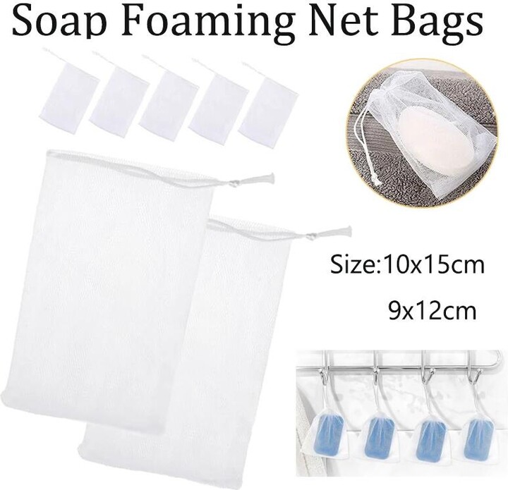 10/20Pcs Soap Bubble Mesh Bags Hangable Shower Gel Saver Pouch Facials Cleanser Body Bath Foaming Scrubbers Cleaning Tools