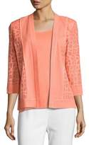 Thumbnail for your product : Misook Animal-Print Sheer Knit Jacket, Petite