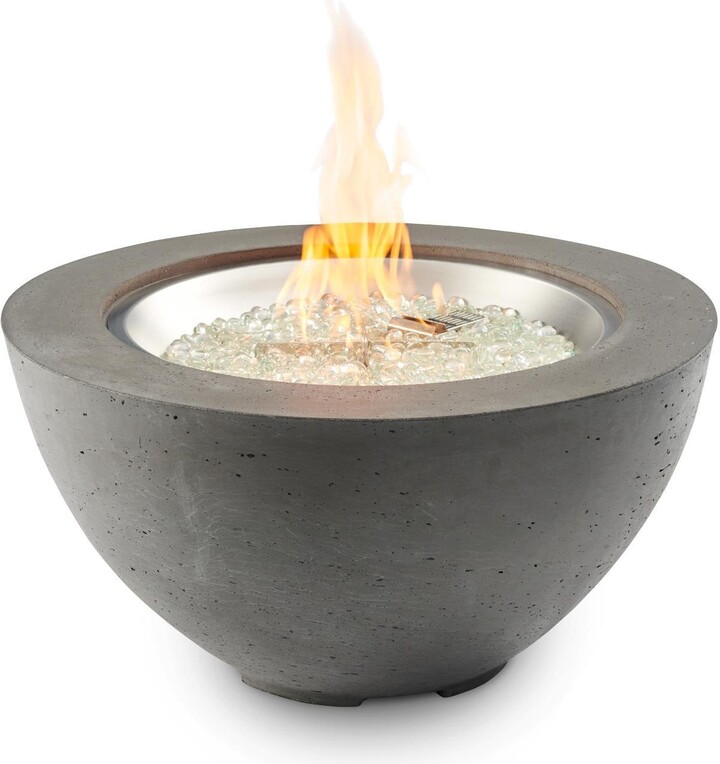The Outdoor GreatRoom Company Cove 29 Inch Round GFRC Propane Fire Bowl in Midnight Mist by
