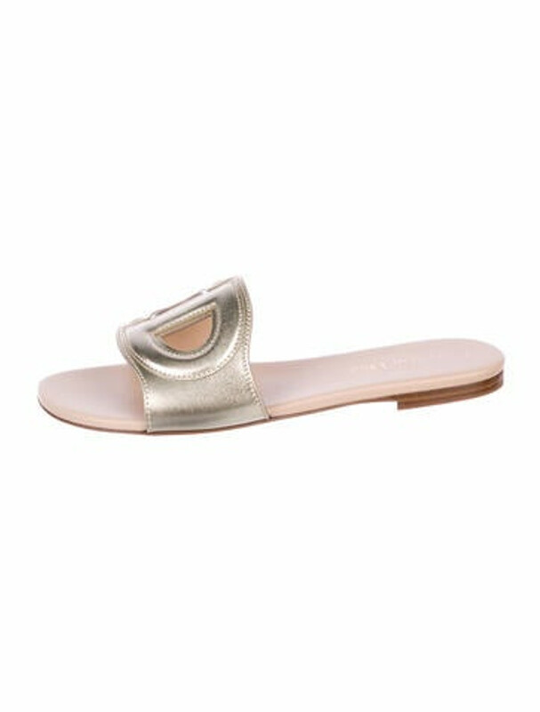 Christian Dior D Club Leather Slides W Tags Gold Shopstyle Sandals
