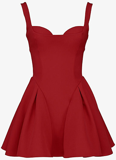 House Of CB Womens Haute Red Bunny Sweetheart-Neck Flared-Skirt Stretch-Crepe Mini Dress S