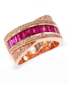 Effy 14K Rose Gold 0.30Ct. T.W. Diamond and 1.48Ct. Natural Ruby Ring