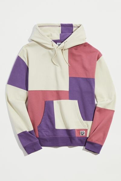 colorblock sewing patchwork fleece hoodie