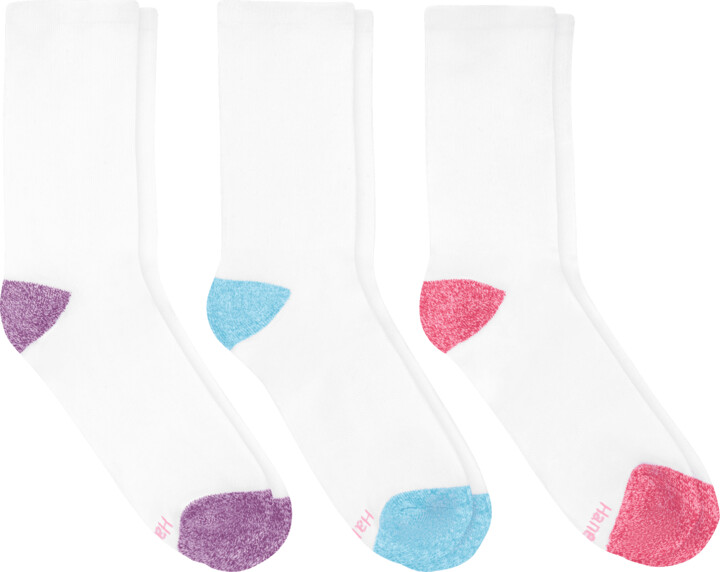 Hanes Sport Women’s Crew Socks, Moisture-Wicking, 3 Pairs